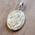 Нательная икона Неупиваемая Чаша икона Богородицы с серебрением кулон медальон с молитвой