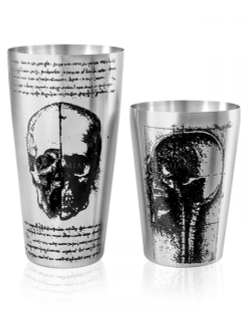 Шейкер Lumian Yokai Boston Leonardo Tin & Half Tin, 18-28 oz, серебро с гравировкой