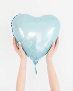 AN Шар сердце 18"/46 см, Пастель Бирюзовый (БГ-15)