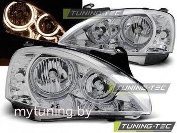 Передние фары Opel Corsa C angel eyes chrome