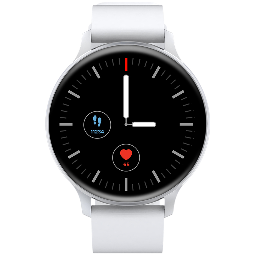 CANYON Badian SW-68, Smartwatch, Realtek 8762CK, 1.28''TFT 240x240px; RAM : 160KB,  Lithium-ion polymer battery, 3.7V 190mAh Include, Silver Zinc alloy middle frame + plastic bottom case+ white Silicone strap + silver strap buckle, 44.9x 10.9mm, strap: 20x220mm, 50.64g