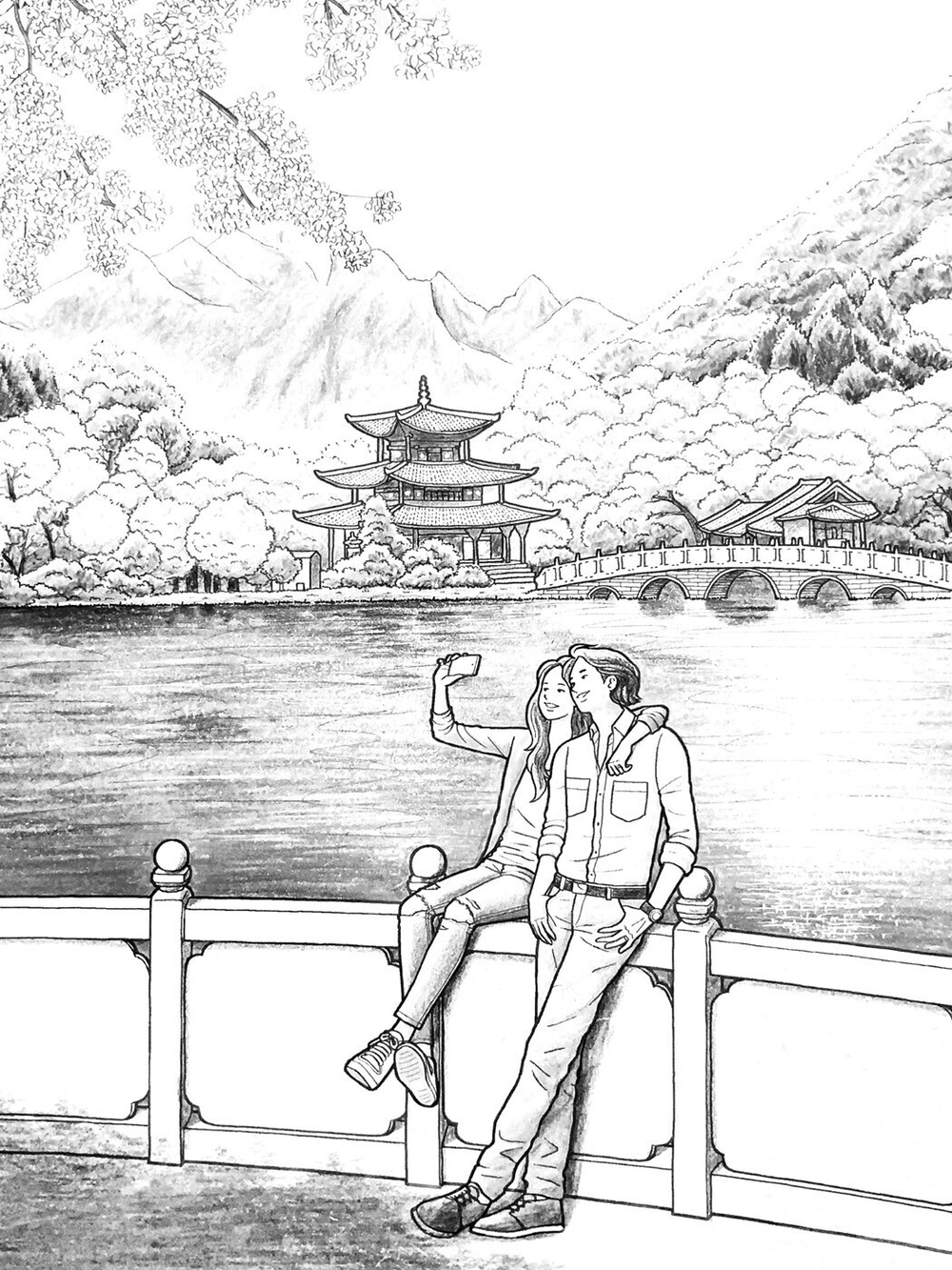 Memories. Post Card. Coloring book