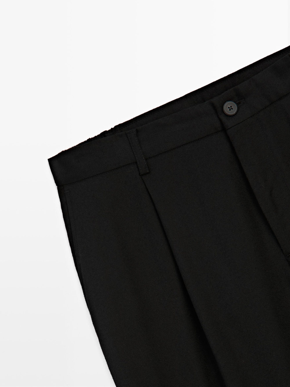 Massimo Dutti Брюки свободного кроя из шерстяной смеси с вытачками, черный