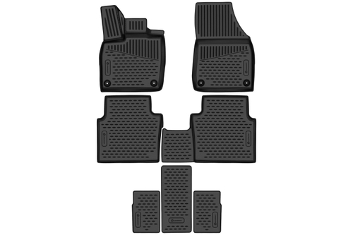 Коврики 3D в салон для VOLKSWAGEN ID.6 (I) 2021 -, 6 мест, 7шт. (полиуретан)  AFM3DA67270210K