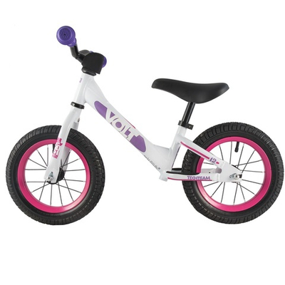 Беговел Volt с надувными колесами бело-розовый