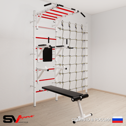 Шведская стенка Sv Sport усиленная 6260 (Турник рукоход/Брусья/Стойка/Скамья/Канатный лаз)