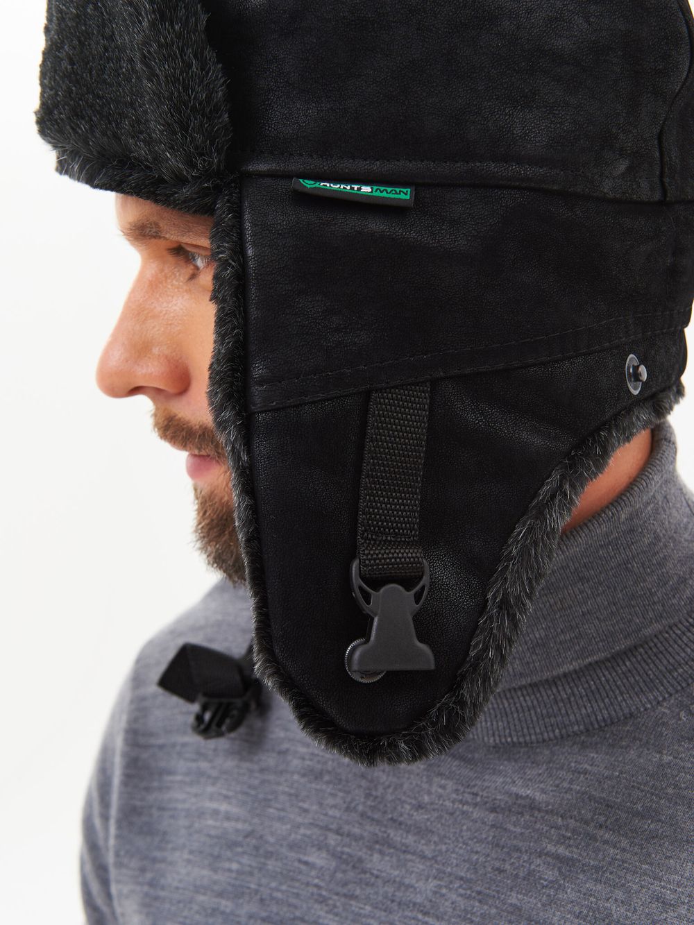 Шапка ушанка зимняя Енисей ткань Замша цвет Черный