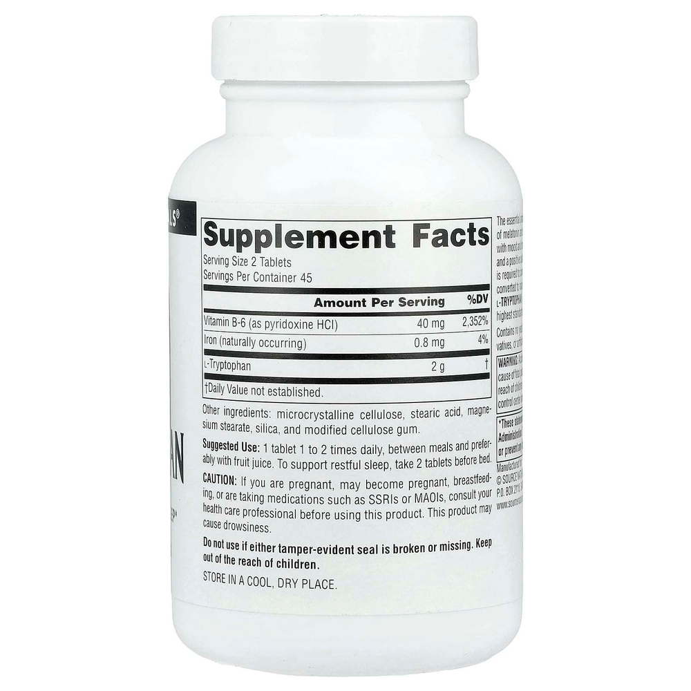 Source Naturals, L-триптофан, 1000 мг, 90 таблеток