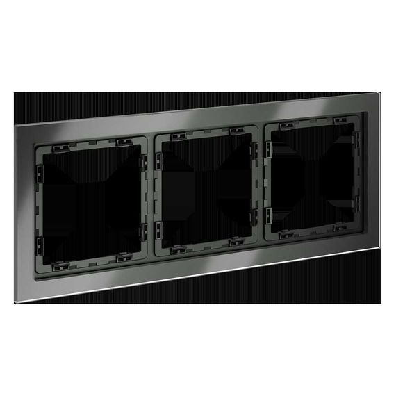 Рамка стеклянная Voltum S70 на 3 поста, (титан, стекло) VLS110306