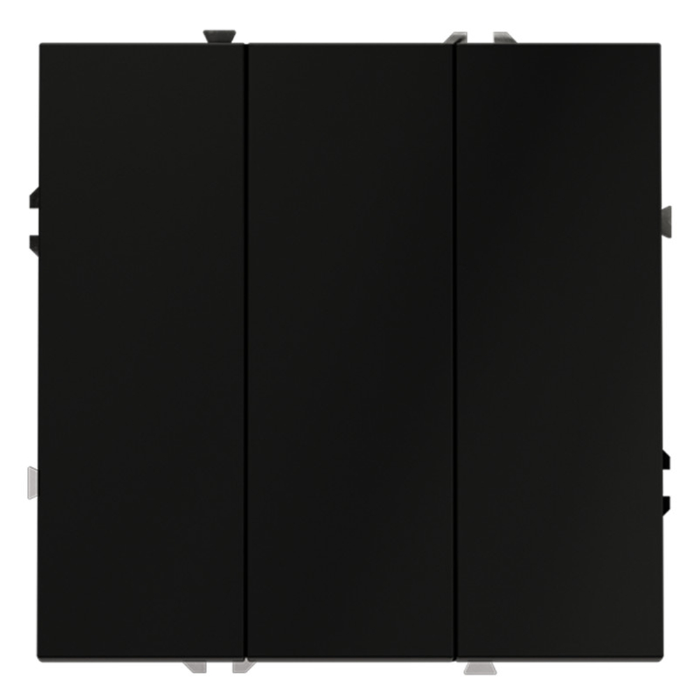 Выключатель встраиваемый VOLTUM S70 трехклавишный 10А, (черный матовый)