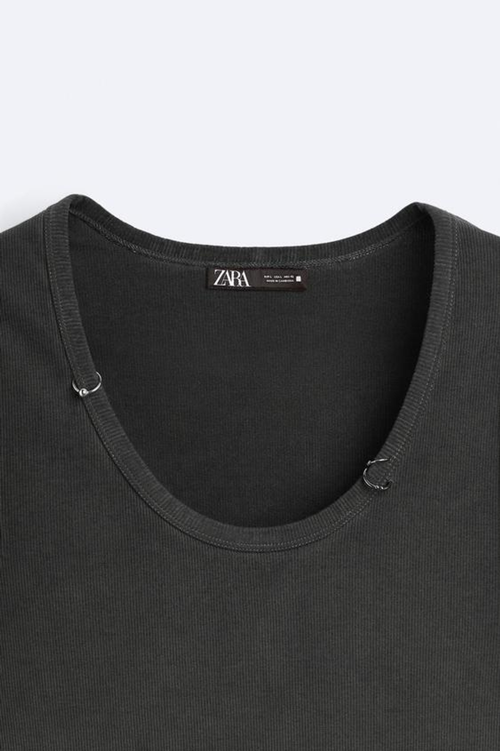 ZARA ФУТБОЛКА ИЗ ТКАНИ С ЭФФЕКТОМ ПОТЕРТОСТИ БЕЗ РУКАВОВ, ЧЕРНЫЙ