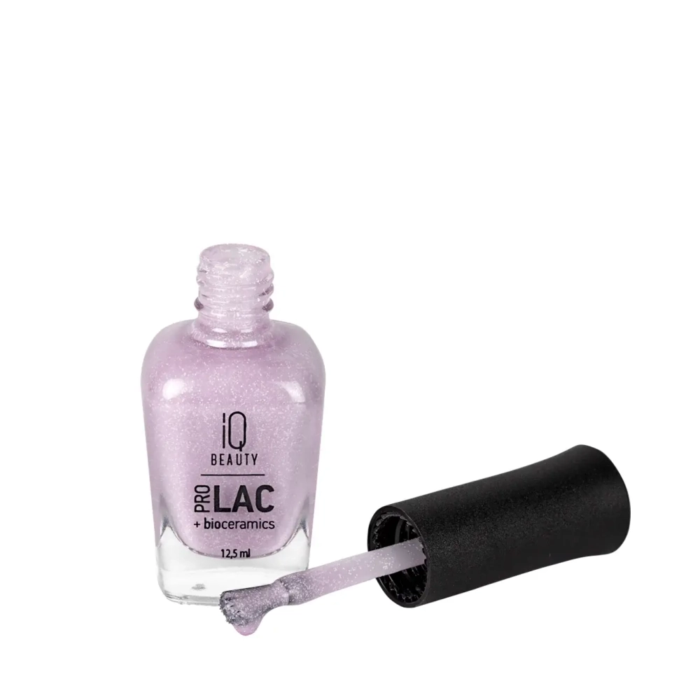 IQ BEAUTY Лак для ногтей профессиональный укрепляющий с биокерамикой #089, 12.5 мл Лиловый с белой крошкой, полупрозрачный