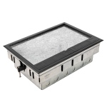 Лючок для электроустановочных изделий стандарта 45х45,  горизонтальная установка 12 модулей 45х45мм,  крышка из ABS-пластика + гальванизированная стальная вставка,  металлическая коробка,  цвет серый