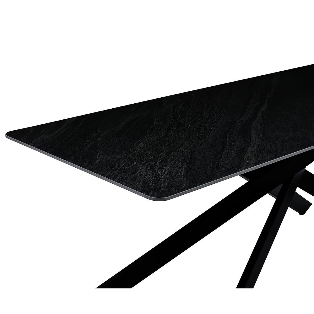 Стол керамический LA ALTA MERLIN Austrilia sand black 200*80*76, каркас черный