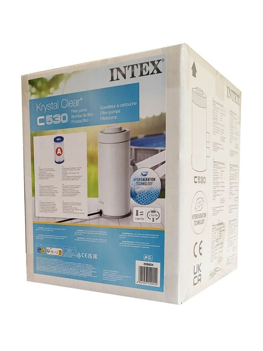 Картриджный фильтр-насос для бассейна 2006 л/ч Intex 26604 (C530), фильтрующая помпа Krystal Clear под картридж А