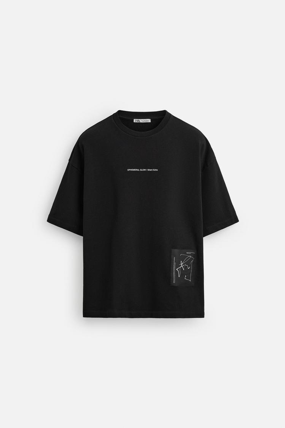 ZARA ТОЛСТОВКА С НАШИВКОЙ И ПРИНТОМ, ЧЕРНЫЙ