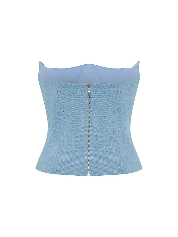 Топ-бюстье корсетного типа из денима с отстрочками