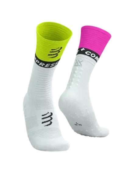 Носки Mid Compression White/Safe Yellow/Neo Pink)