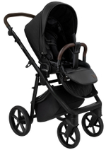 Детская коляска Roan Esso Кожа 2 в 1 ESSK/210/1 Black /Black/руч.Тем.коричневый