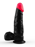 Чёрный фаллоимитатор с красной головкой - 18,5 см. (Цвет: черный с красным)