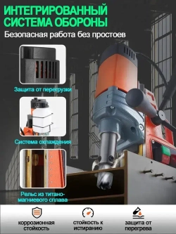 Магнитный сверлильный станок, промышленный класс, 1800 Вт, 780 об/мин, диаметр сверления 2 дюйма, регулировка 10 скоростей, с прямым и обратным вращением