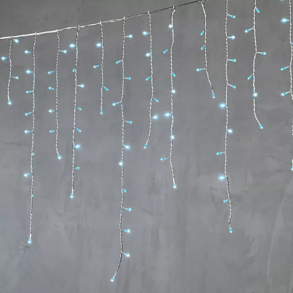 Светодиодная бахрома 5*0,9 м., 348 небесно-голубых LED ламп, силиконовый прозрачный провод, Beauty Led (ECC348-10-2SB)