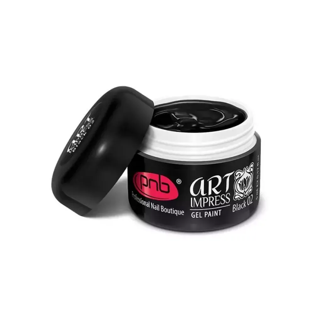 Гель-краска PNB Арт Импресс 02 черная Art Impress gel paint black 5мл