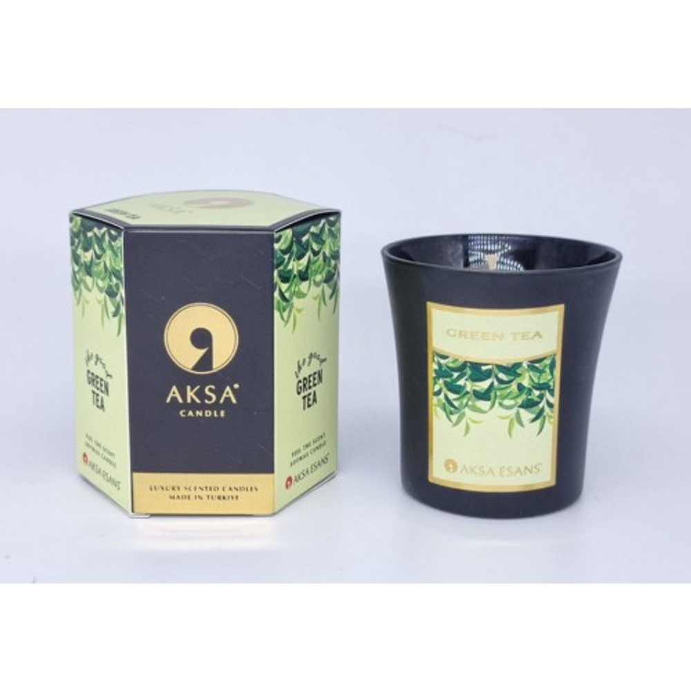 Свеча ароматическая зелёный чай Aksa