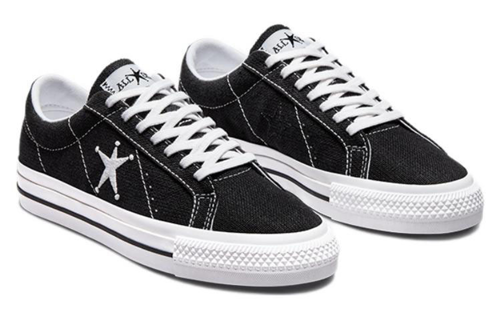 Stussy x Converse One Star Anti-Slip Wear Low Panel Shoes in Black and White