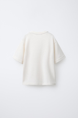 ZARA ФУТБОЛКА ИЗ РЕЛЬЕФНОЙ ТКАНИ, ЭКРЮ