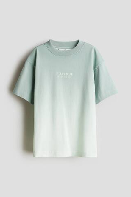 H&M Футболка из хлопка с принтом, бирюзовый