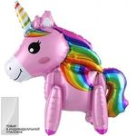 Шар 3D (23''/58 см) Фигура, Радужный единорог, Розовый, 1 шт. в упак.