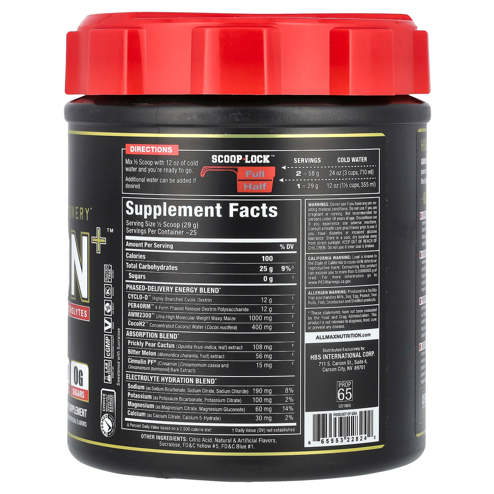 ALLMAX, CARBion + с электролитами, лимон и лайм, 725 г (30,7 унции)