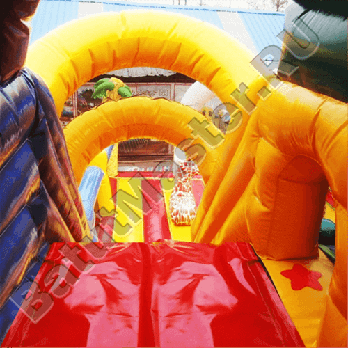 Коммерческий надувной батут "Слоник с двумя переходами"