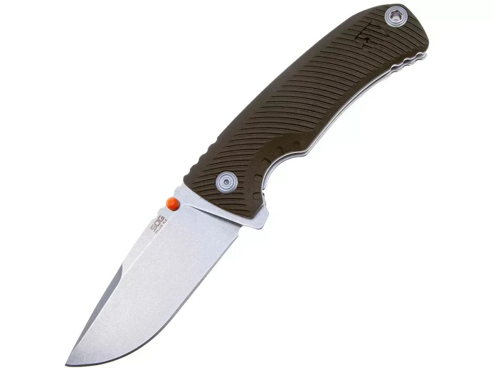Нож складной SOG Tellus FLK Olive Drab, сталь Cryo 440C,рукоять GRN,блистер (SOG-14-06-01-43)