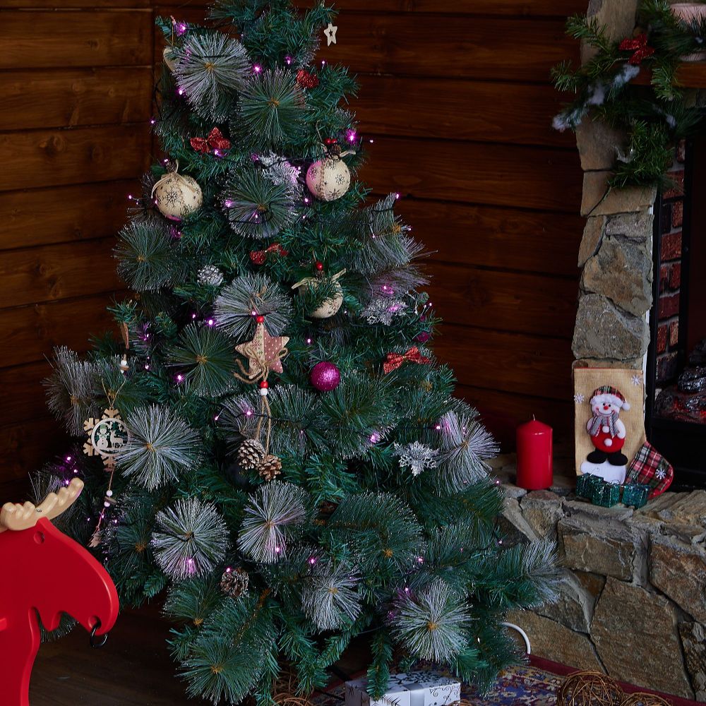 ULD-S1000-100-DGA PINK IP20 Гирлянда светодиодная. 10м. 100 светодиодов. Розовый свет. Провод зеленый. ТМ Uniel