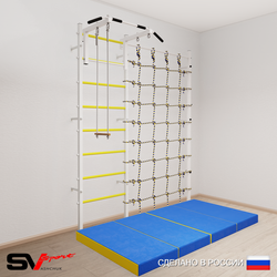 Шведская стенка Sv Sport 51240 (Турник стандарт/Трапеция/Мат 2м/Канатный лаз)