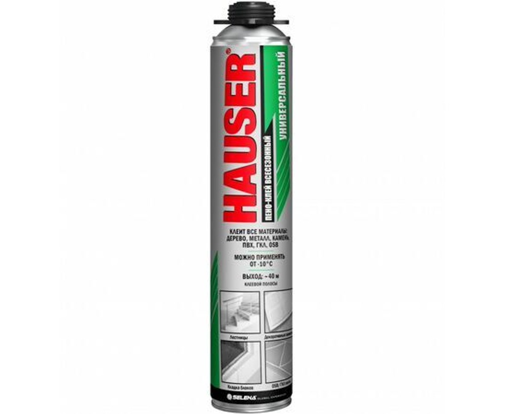 Клей-пена универсальный всесезонный HAUSER 550 мл под пистолет, арт. 16086 (12)