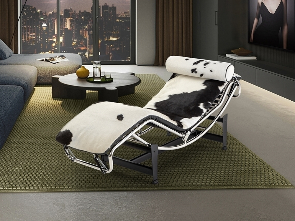 Leco Шезлонг из коровьей кожи черный/белый