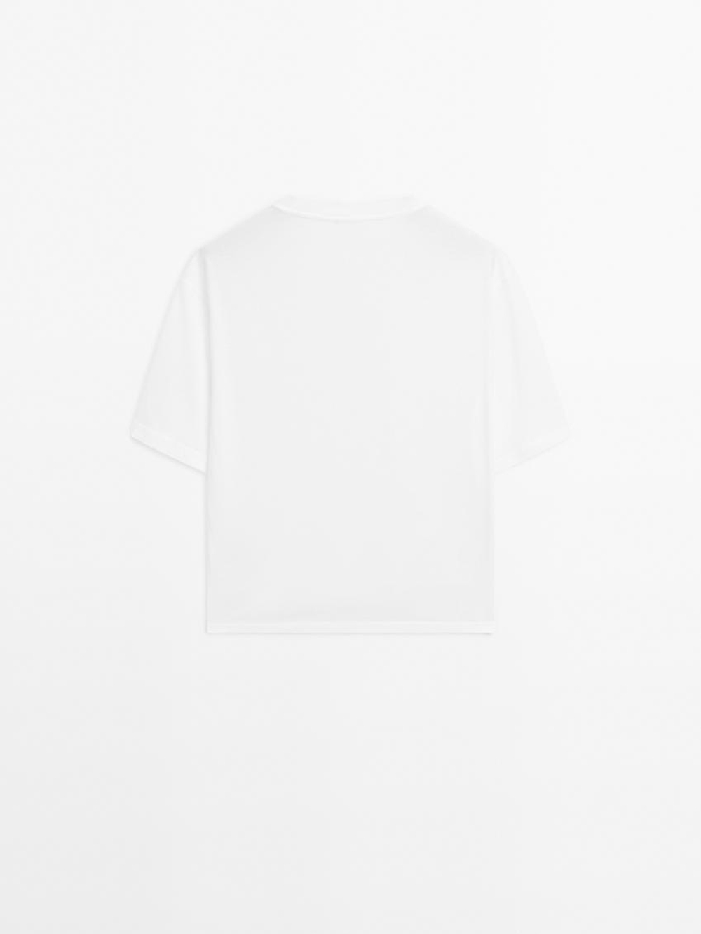 Massimo Dutti Футболка с декоративными швами на рукаве, белый