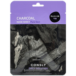 CONSLY Тканевая маска для лица с древесным углём Facial Tissue Mask With Charcoal Extract, 25 мл