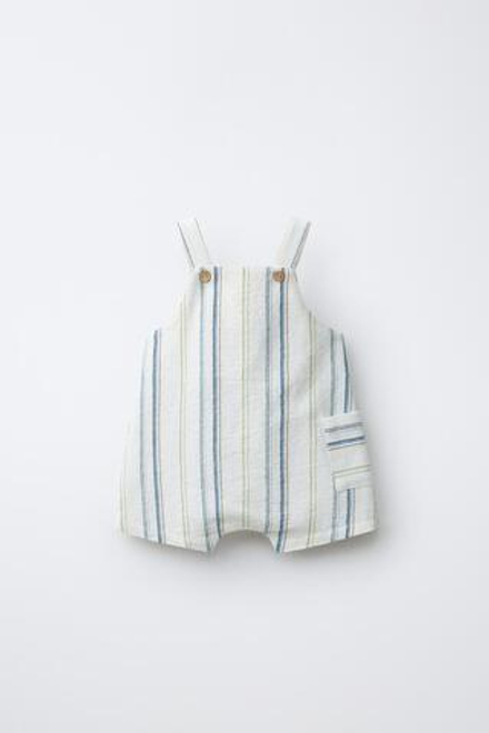 ZARA КОРОТКИЙ КОМБИНЕЗОН В ПОЛОСКУ, ЭКРЮ