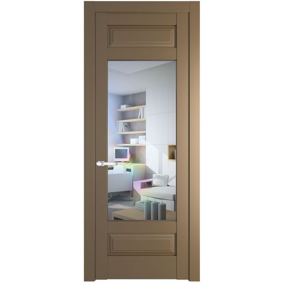 Межкомнатная дверь эмаль Profil Doors 4.3.3PD перламутр золото стекло прозрачное