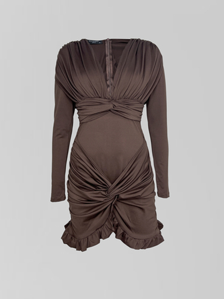 Платье Dzhadagaevs однотонное короткое с перекрученным низом и боди