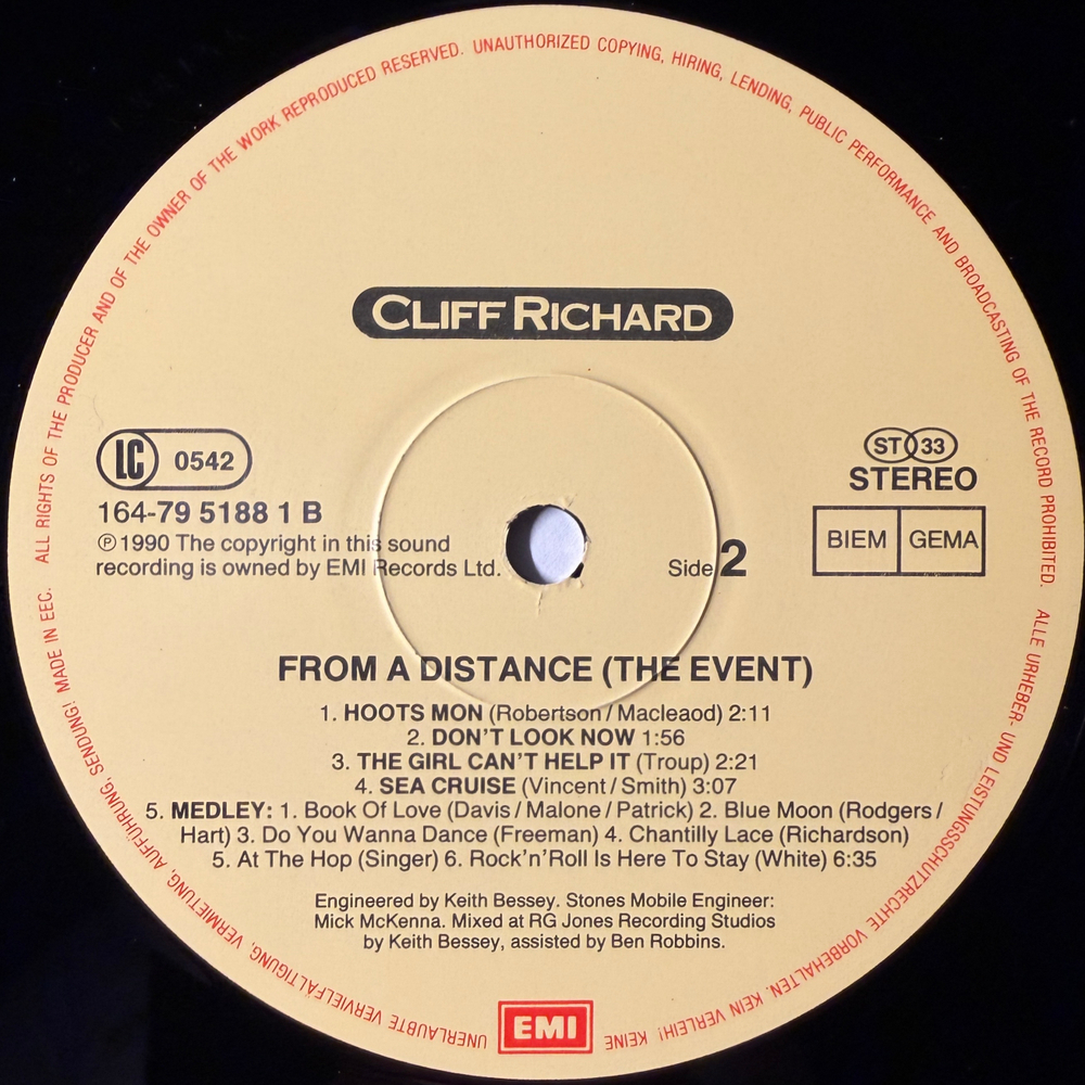 Cliff Richard ‎– From A Distance - The Event 2LP (Европа 1990г.)