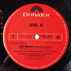 Винтажная виниловая пластинка LP Level 42 Hot Water (UK 1984) 45 RPM, Maxi Single
