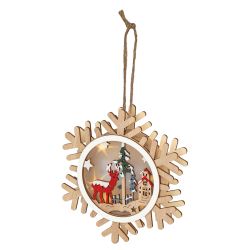 Светильник ЭРА ENGDS-6L новогодний светодиодный Снежинка подвесной 15 см 2*ААА