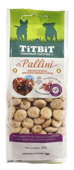 TITBIT Печенье Pallini для собак мелких пород с ягненком, 125 г