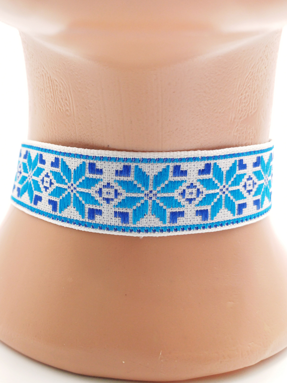 Чокер в славянском стиле Алатырь синий 2,5 см