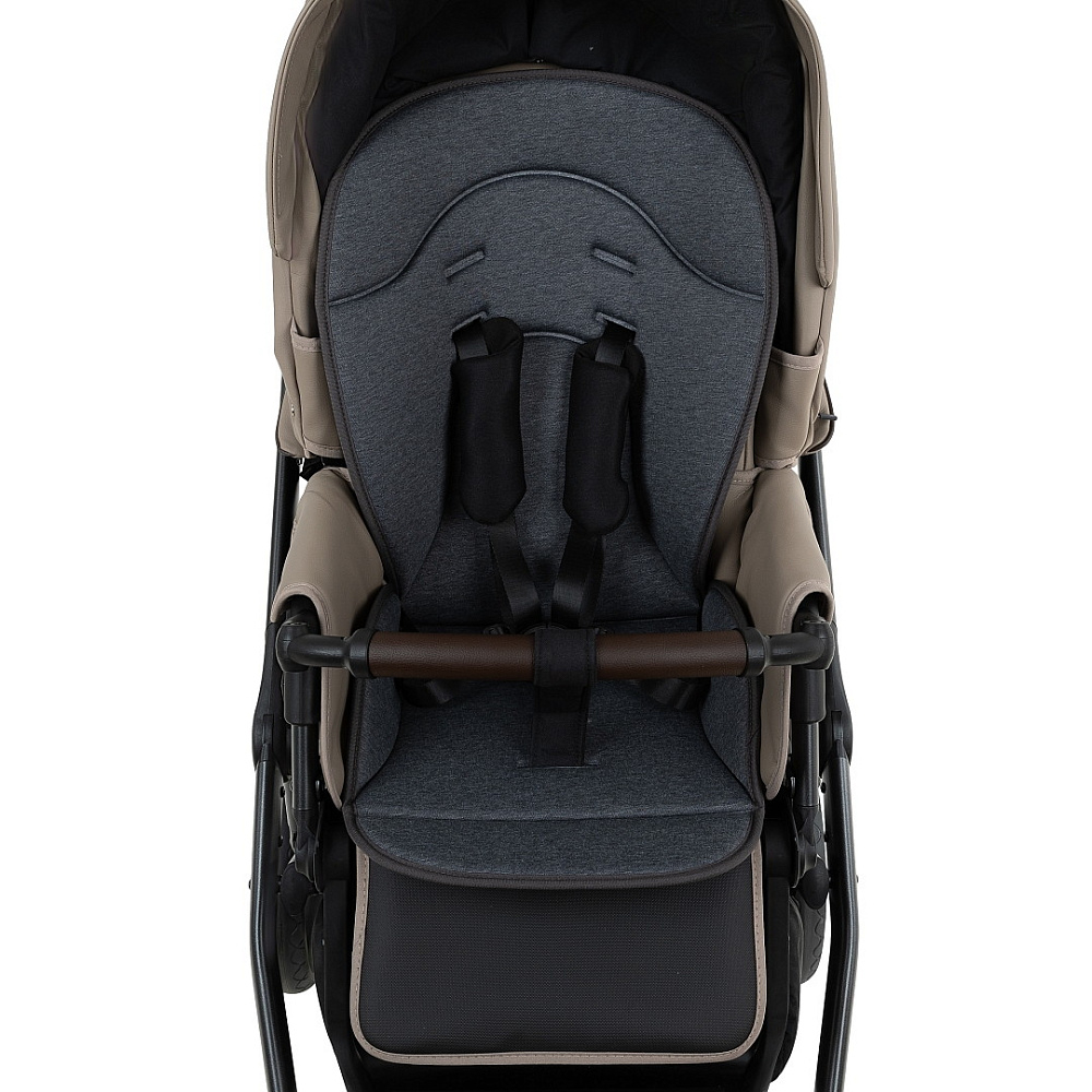 Детская коляска Roan Bass Next Кожа 2.0 2 в 1 BNL/71/2 Cappucino/Black/ руч.Коричневый